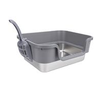 Generic Caja de para Gatos con Entrada Superior - Acero Inoxidable, Diseño de Lado bajo, Enfocada en la Privacidad, a Prueba de Derrames - Ideal para Gatos Más Grandes - Incluye Pala para - (Gris