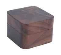 Generic Caja de Soporte de Anillo Portátil de Cierre Magnético de Madera de Nogal para Bodas, Estuche de Joyería Cuadrada Vintage para Propuesta (#1)