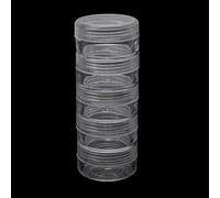 Generic Caja para abalorios apilables de 5 capas para tarros de plástico transparente redondo para pequeños objetos B