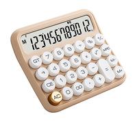 Generic Calculadora Mecánica Portátil con Pantalla LCD Grande con Botones Grandes para Oficina y Escuela, Máquina Sumadora Financiera de Escritorio de 12 Dígitos, Diseño Antideslizante (Color del té