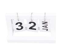 Generic Calendario de Escritorio de Madera, Diseño Retro Simple, Calendario Grande de Pie con Tapa para Oficina en Casa, 19,5x9x12cm (WHITE)
