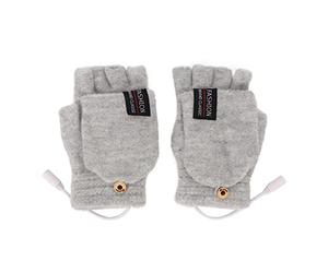 Generic Calentados por USB, Almohadilla Térmica Eléctrica de Media Mano, Seguro, Lavable para Trabajo, Juego, Ciclismo, Tejido Acrílico (Gris Plata)