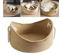 Generic Cama Rascadora de Mimbre Hecha a Mano para Gato, Nido Cómodo para Casa de Mascotas, Material de Cuerda de Algodón