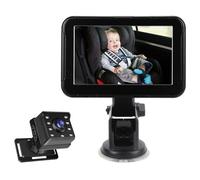 Generic Cámara Ajustable para Coche de bebé 1080P, Monitor de Visión de 5"de Ancho para Niños Pequeños, Monitor de bebé Orientado hacia Atrás de Instalación Rápida para Viajes Seguros