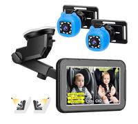 Generic Cámara para Coche de bebé, Doble Canal, 5 Pulgadas, 1080P, Monitor de Visión Nocturna para Orientación Trasera, Apto para Asientos de Padres para Seguridad en el Coche (Blue)