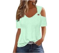 Generic Camiseta Mujer Americana Manga Larga Térmica Lencera Blusas De Fiesta con Brillo e Basic Menta Verde Talla M