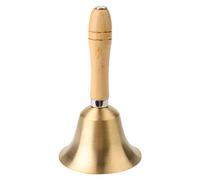 Generic Campana de Mano con de Madera con Sonido Claro para Juguetes de Niños Escolares, Campanilla para Niños para Llamar a órdenes, Juegos o Ayuda, Dorado 8CM