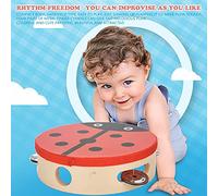 Generic Campana de Tambor de Pandereta de Mano Compacta, Lindo Instrumento de Percusión de Madera para Improvisar Ritmos, Regalo de Juguete Musical para Niños, Pandereta de 15 Cm para Actividades