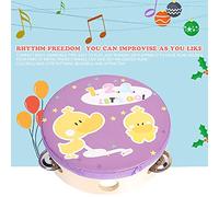Generic Campana de Tambor de Pandereta de Mano de Madera para Percusión Musical, Fácil de Tocar para Acompañamiento de Canto/baile, Patrones Coloridos, Ideal para Niños/adultos, 15 Cm (pato)