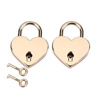 Generic Candado Clásico con Forma de Corazón de Oro Rosa, Candado de Metal Duradero, 2 Juegos de Cerradura con Llave Maestra para Seguridad de Diario y Joyero, Regalo Coleccionable, Metal de Zinc,