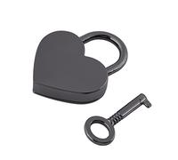 Generic Candado en Forma de Corazón, Lindo y Pequeño Candado para Diario y Equipaje, Aleación de Zinc Negro Pistola, 39x30 Mm, Ideal para Regalos