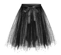 Generic Carnaval Falda Tutu Mujer - Falda de Fiesta Mardi Gras Falda de Disfraz Festiva Moda Falda de Noche para Carnaval Fiestas Eventos Carnaval, 001 Negro, B