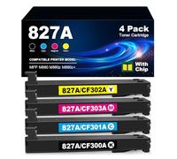 Generic Cartucho de tóner remanufacturado de alto rendimiento 827A para impresora HP CF300A CF301A CF302A CF303A para MFP M880 M880z M880z+ (paquete de 4), negro, cian, amarillo, magenta,