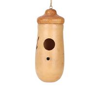 Generic Casa Colgante de Boj Natural para Decoración de Jardín Al Aire Libre Atrae Colibríes Que Anidan Fácil con Casa de Pájaros de Madera Rústica de Metal (Cabeza de Cintura pequeña)