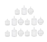 Generic Casa de Muñecas Contenedores de Dulces con Tapas Interactivas para Expositores Vintage 15 Unidades en 3 Formas PVC (Transparente)