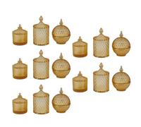 Generic Casa de Muñecas Contenedores de Dulces con Tapas Interactivas para Expositores Vintage 15 Unidades en 3 Formas PVC (Brown)