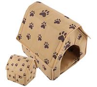 Generic Casa para Perros, Cama de Ruta de Perro Casa de Mascota Cálida de con Cama Plegable Pequeña para Mascotas Carpa para Gato de Cachorro Eliminable Lavable (Brown)