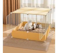 Generic Casa y corralito para gatos de interior, recinto grande para gatos y jaula para perros, caseta blanca para gatitos para animales pequeños (amarillo, C)