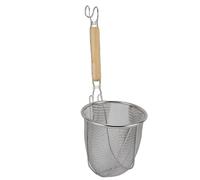 Generic Cesta de Tamiz de Malla de Alambre Fino de Acero Inoxidable 304 para Fideos, Albóndigas, Colador de Cocina de 2,4x14,0 Pulgadas con de Madera