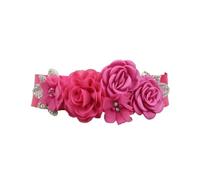 Generic Cinturones de boda vestidos faja blanco marfil flores perlas satén flor diamantes de imitación decoración accesorios damas de honor, Rosa Roja, Talla única
