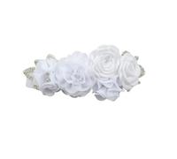 Generic Cinturones de boda vestidos faja blanco marfil flores perlas satén flor diamantes de imitación decoración accesorios damas de honor, Plateado, Talla única