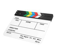Generic Claqueta de Película Acrílica de 30x25 Cm con Imán Incorporado Tablero de Director de Cine con Tiza Fácil de Borrar para Producción de Video Pizarra Blanca a Rayas Coloridas (Pizarra de