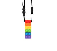 Generic Collar Colgante de Masticación Impermeable con Mordedor de Silicona con Forma de Bloque de Construcción para Autismo, ADHD Green (Mordedor de bloques de construcción arcoíris #14)