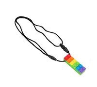 Generic Collar con Colgante para Masticar con Mordedor de Silicona con Forma de Bloque de Construcción para Autismo, TDAH, Azul (Mordedor de bloques de construcción arcoíris #12)