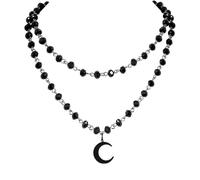 Generic Collar de la luna negro, gótico en capas collar de la luna, collar de la luna, collar de las señoras, ajustable cadena de cuentas, joyería de Halloween para mujeres y niñas