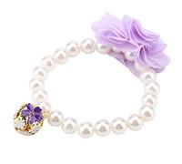 Generic Collar de Perlas para Perros, Elegante Collar Elástico con Campana para Mascotas Pequeñas, Uso Diario, Festival, Material ABS Ajustable, Morado, Azul y Rosa (Purple)