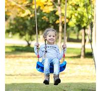 Generic Columpio de Plástico, Asiento de Columpio de Jardín de PE con Cuerda Ajustable de 1,1 a 2 M, Tablero Antideslizante, Lados Elevados, Carga de 120 Kg, Interior y Exterior para Niños, Marco de