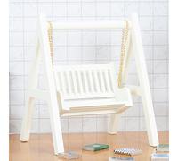 Generic Columpio en Miniatura Columpio de Madera Vintage para Porche para Casa de Muñecas Decoración de Jardín Abedul Blanco Crema 1 Unidad