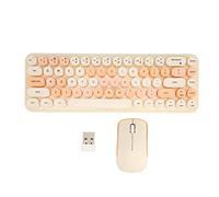 Generic Combo de Teclado y Mouse USB, Diseño de Máquina de Escribir Retro Inalámbrica 2.4G con Tecla de Punto, Teclado de bajo Consumo de 68 Teclas y Mouse Silencioso, (Color del té con Leche Color