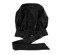 Generic Cómodo Gorro para Dormir de Satén Negro Grande Cinta Ajustable y Lazo Gorro Transpirable para Pérdida de Cabello y Quimioterapia Accesorio para Cuidado del Cabello Hogar