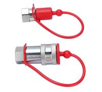 Generic Conjunto de Acoplador de Conexión Rápida Hidráulica, Acero Endurecido en Resistencia de 1/4 Pulgadas Acero Hidráulico con Tapa de Polvo, para Sistemas Hidráulicos Compatibles