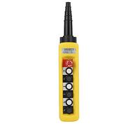 Generic Control de Polipasto de Grúa, Interruptor de Botón Duradero con Parada de Emergencia para Grúa Industrial, Plástico ABS, Negro, Blanco, 18,3x3 Pulgadas