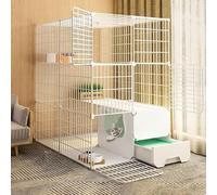 Generic Corralito de animales pequeños DIY - Corral versátil para gatos con puerta y caja de arena, fácil de limpiar, 111 x 49 x 109 cm, ideal para entrenamiento y tiempo de juego (C, 75 x 95 x 73 cm)