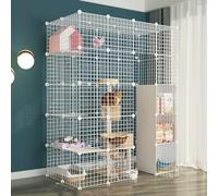 Generic Corralito para gatos - Jaula para gatos, jaulas para perros, jaulas para mascotas, corralito de ejercicio con puerta para mascotas pequeñas, conejos, erizos, conejillos de indias (blanco, 147