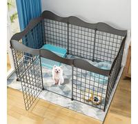 Generic Corralito para mascotas DIY para animales pequeños, corral versátil para perros con puerta y alfombrillas para el suelo, ideal para gatos y cachorros, color negro