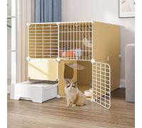 Generic Corralitos para animales pequeños, jaula de chinchilla para interiores, grande, con caja de arena, corralito de juego desmontable de alambre de metal para gatitos (tamaño: 75 x 49 x 127 cm