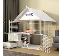 Generic Corralitos para animales pequeños, jaula para gatos con puerta y caja de arena cerrada para gatos, corralito de juegos para mascotas, jaula para gatos, jaula plegable para valla (tamaño: 75 x