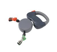 Generic Correa de Cuerda Retráctil Duradera para Perros con de Bloqueo de una Mano para Pasear a Dos Perros Visibilidad Nocturna Accesorio de Correa Doble de 3 Metros (Gray)