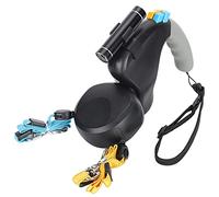 Generic Correa Doble Retráctil para con Luz LED, Salida de Cuerda Reforzada con Anillo de Metal, Cordón Ajustable para un Manejo Cómodo, Pasear a Dos Perros, Material ABS de (Black)