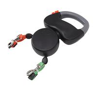 Generic Correa Retráctil para de 3 Metros, Cuerda Doble, Correa de Cuerda Automática Duradera para Pasear a Dos Perros, Seguridad Nocturna (Black)