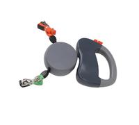 Generic Correa Retráctil para de 3 Metros, Cuerda Doble, Correa de Cuerda Automática Duradera para Pasear a Dos Perros, Seguridad Nocturna (Grey)