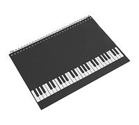 Generic Cuaderno de Personal de Notación Musical de 50 Páginas Cuaderno de Pentagrama para Escritura de Partituras Musicales Ideal para Aficionados Nota Negra/Oso Amarillo (patrón de piano negro)