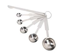 generic Cucharas de Acero Inoxidable de 5 Piezas Conjunto de Cucharas de Medición de Acero Inoxidable 0.5 Ml-15 Ml, Cucharas de Cocción de Cocina Pulida 304 con Nivelador y Anillo