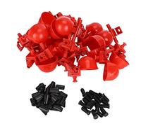 Generic Cuenco de Agua para Pollitos, 20 Unidades de Vaso Automático para Aves de Corral, Cuenco Ajustable de Diseño Rojo Llamativo con Plástico Seguro, Ideal para Pollos y Palomas