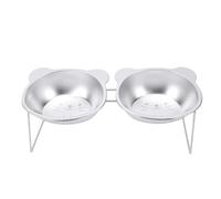 Generic Cuencos Dobles Comederos Elevados para Gatos Diseño Ergonómico de Acero Inoxidable para Comer Cómodo Inclinación de 15 Grados para Gatos 2 Unidades (Gatito)