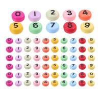 Generic Cuentas Numéricas Acrílicas Planas para Bricolaje, 100 Unidades Negras Base de Colores, Cuentas Sueltas para Pulseras, Collares y Manualidades, Accesorio Creativo para Joyería